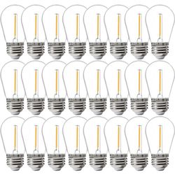 24 Pack LED S14 Replacement Light Bulbs, Shatterproof Waterproof 1W Outdoor String Light Bulbs, E26 Regular Base, 2200K Warm White, CRI80, Non-Dimmabl