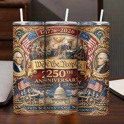 America 250. 20oz Coffee Tumbler with Straw