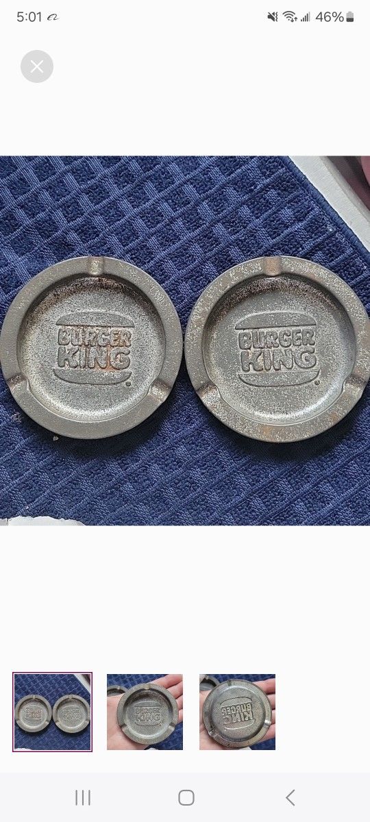 Vintage 70s/80s Berger King Matching 1pcs Ashtrays Rare Metal Collectable ✨️