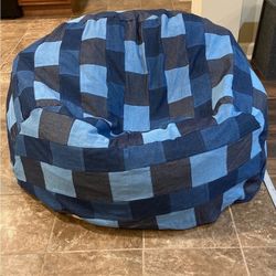 blue plaid bean bag