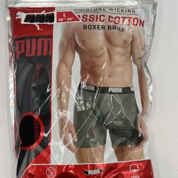 New Puma 3 Pack boxer Briefs Cotton Black For Men’s Sz Large