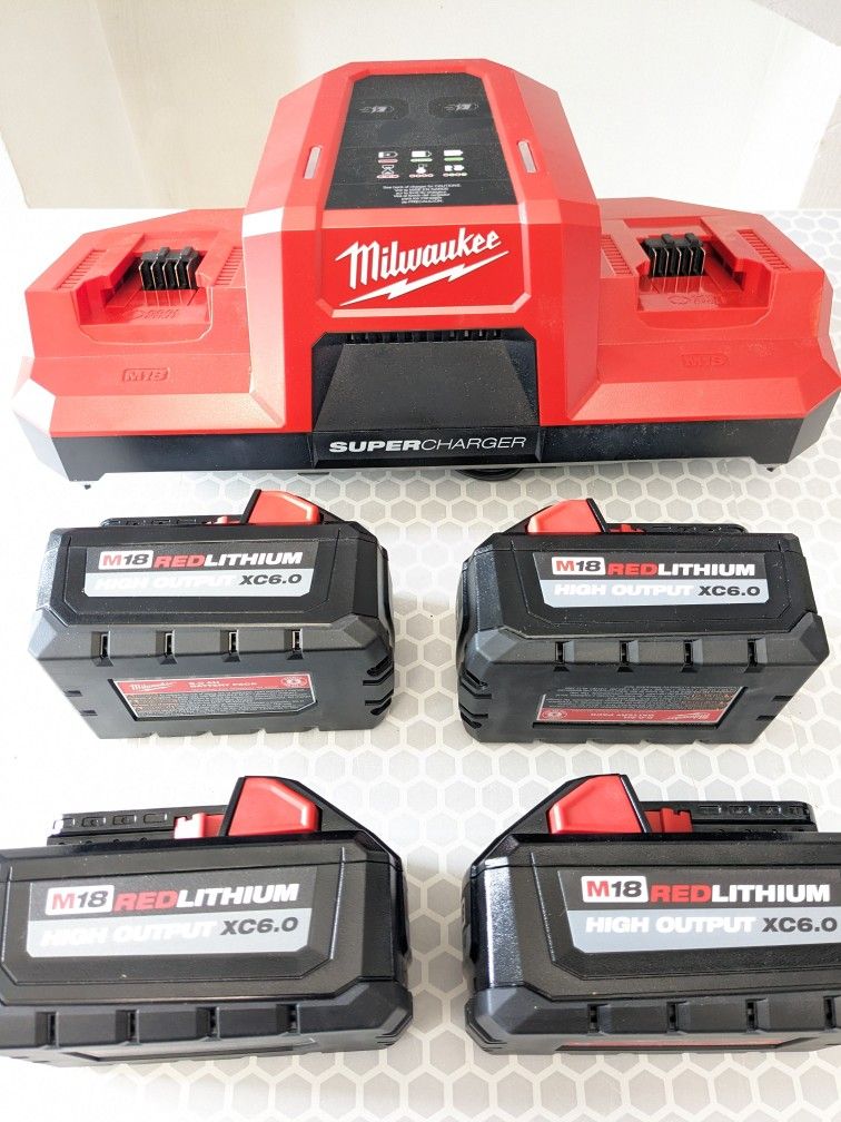 M18 Milwaukee SUPER CHARGER + XC 6.0 HIGH OUTPUT - 4PACK