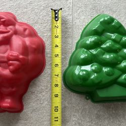 Two Vintage Plastic Jell-O Holiday Molds