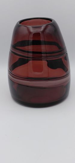 Unique Amethyst Striped Beehive Barrel Art Glass Vase