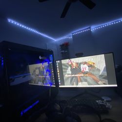 Gaming Pc With Keyboard And Nous And Headset Also Webcam