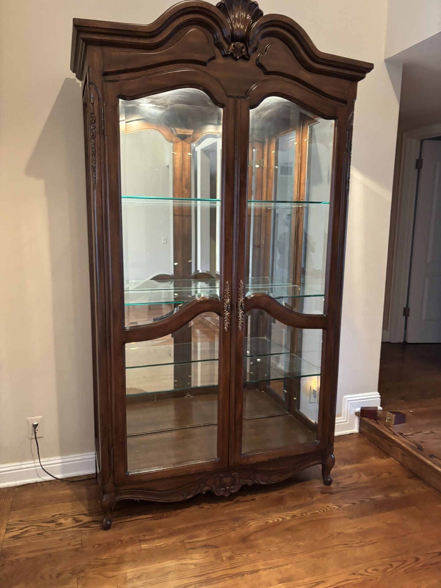 Gorgeous vintage  French provincial glass curio cabinet 