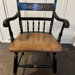 Vintage L. Hitchcock Black Harvest Floral Armchair