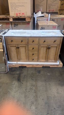 55” Double Sink Bathroom Vanity with Marble Top