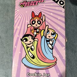 The Powerpuff Girls NEW Vintage Collection Glass Cookie Jar RARE Collector  Box shows wear Measures 12” x 7” x 8”