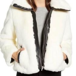 Cole Haan Plush Faux Fur Moto Jacket