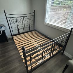 Bed Frame, Full Size, Metal, Black