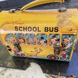 1960s DISNEY Metal School Bus Lunchbox $60