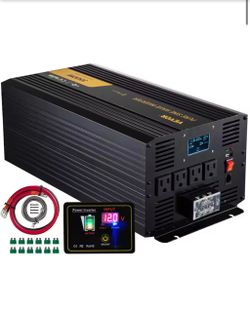 NEW IN BOX Shop VEVOR Pure Sine Wave Power Inverter 3500-Watt Car Inverter DC 12-Volt to AC 120-Volt with USB Port LCD Display Remote Control