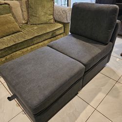 Single Sofa Seat with Ottoman and Storage