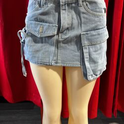 Women Blue Pocket Skirt $45