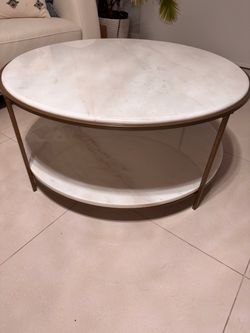 Greek White Marble Round Coffee Table