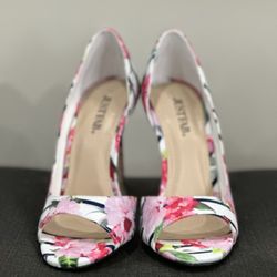 Striped Heels With Floral Print