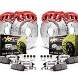 PowerStop Front and Rear Brake & Caliper Kit For Chevrolet Camaro 1998-02 | Pontiac Firebird 1998-02 - Drilled and Slotted Disc Rotors with Carbon-Fib