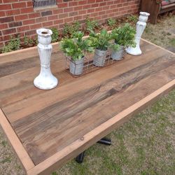 Rustic Repurposed Barn Wood Farmhouse Table With Cast Iron Base Nook Desk Breakfast 