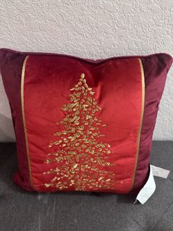 Red Velvet Christmas Tree Throw Pillow