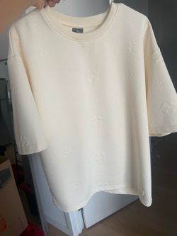 Lv Monogram Embossed Cream T-Shirt