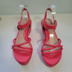 Cole Haan Pink Addison Platford Wedge Leather Strappy Sandal Size 8 5126