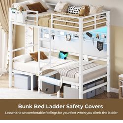 Bunk bed with table on bottom