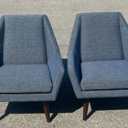 Article Angle 33" Lounge Chair - Denim Blue Tweed - Mid Century Modern - New (2 Available)