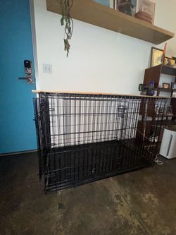Large Heavy-Duty Dog Crate with Wood Top