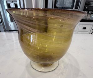 Amber and gold blown glass vase
