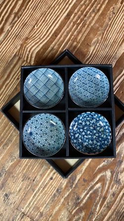 KOTOBUKI Blue Ceramic Saucers