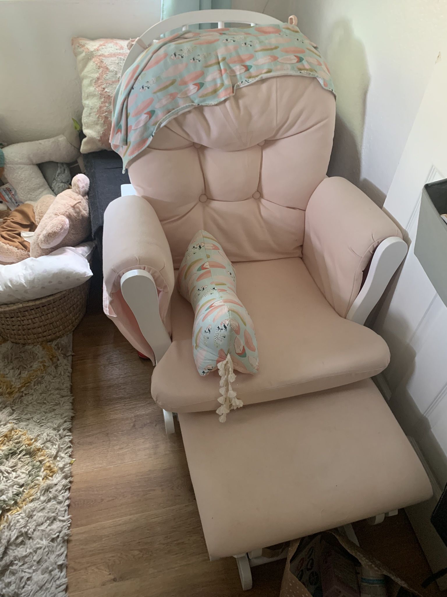 Pink Wooden Rocking Chair