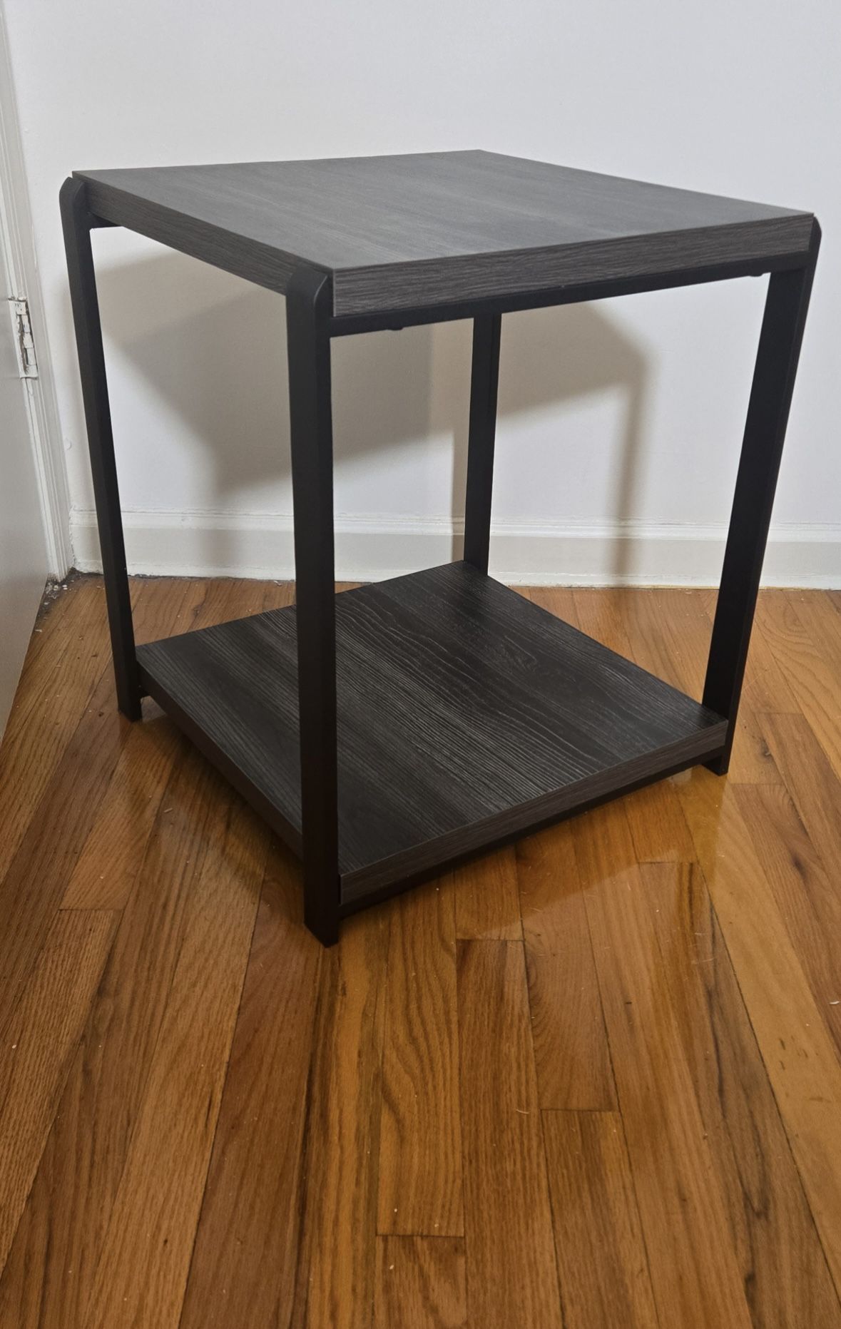 Clean Design Rustic-Modern End Table with Storage Shelf