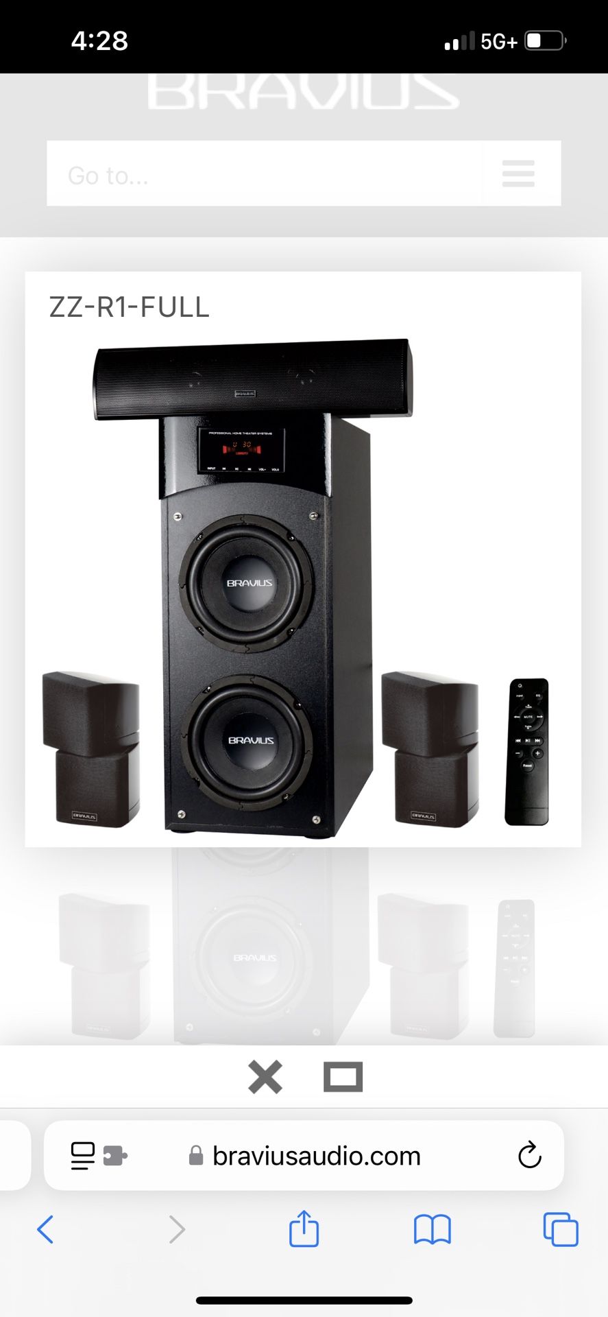 Bravius ZZ-R1 Home Theater System—NEW IN BOX