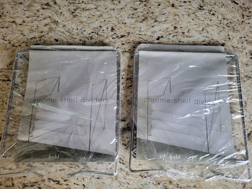 Hold Everything Chrome Shelf Dividers New