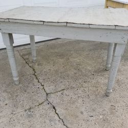 Blue Wooden Primitive Farm Table