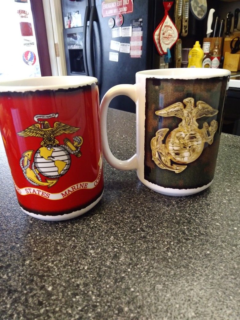 U S M C. COFFEE MUGS 15.00 FOR BOTH