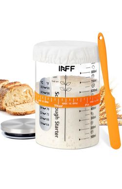 Sourdough Starter Kit - 34 oz Glass Jar with 7 Essential Tools for Perfect Bread & Starter Maintenance - Complete Baking Supplies (1 Pack)