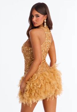 NEW! Feathered Sequin High Neck Mini Dress