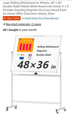 48x36 Double-Sided Rolling Magnetic Whiteboard