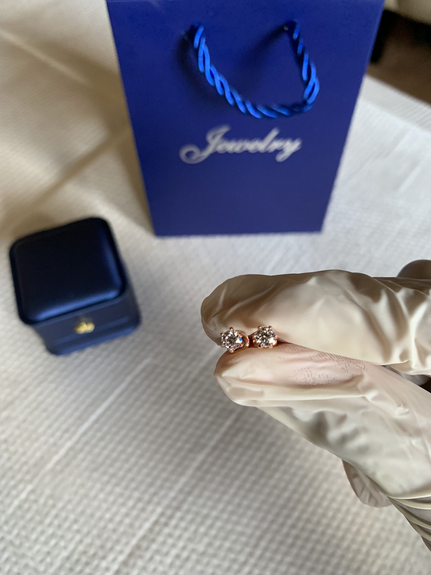 Rose Gold Moissanite Earrings 4mm Passes Diamond Tester