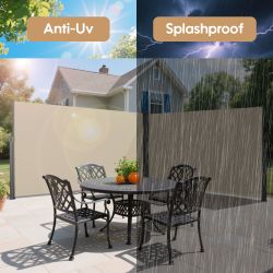 276 x 71''Retractable Side Awning, Waterproof & UV-Resistant, Privacy Screen Divider Roll Up Balcony(Beige)