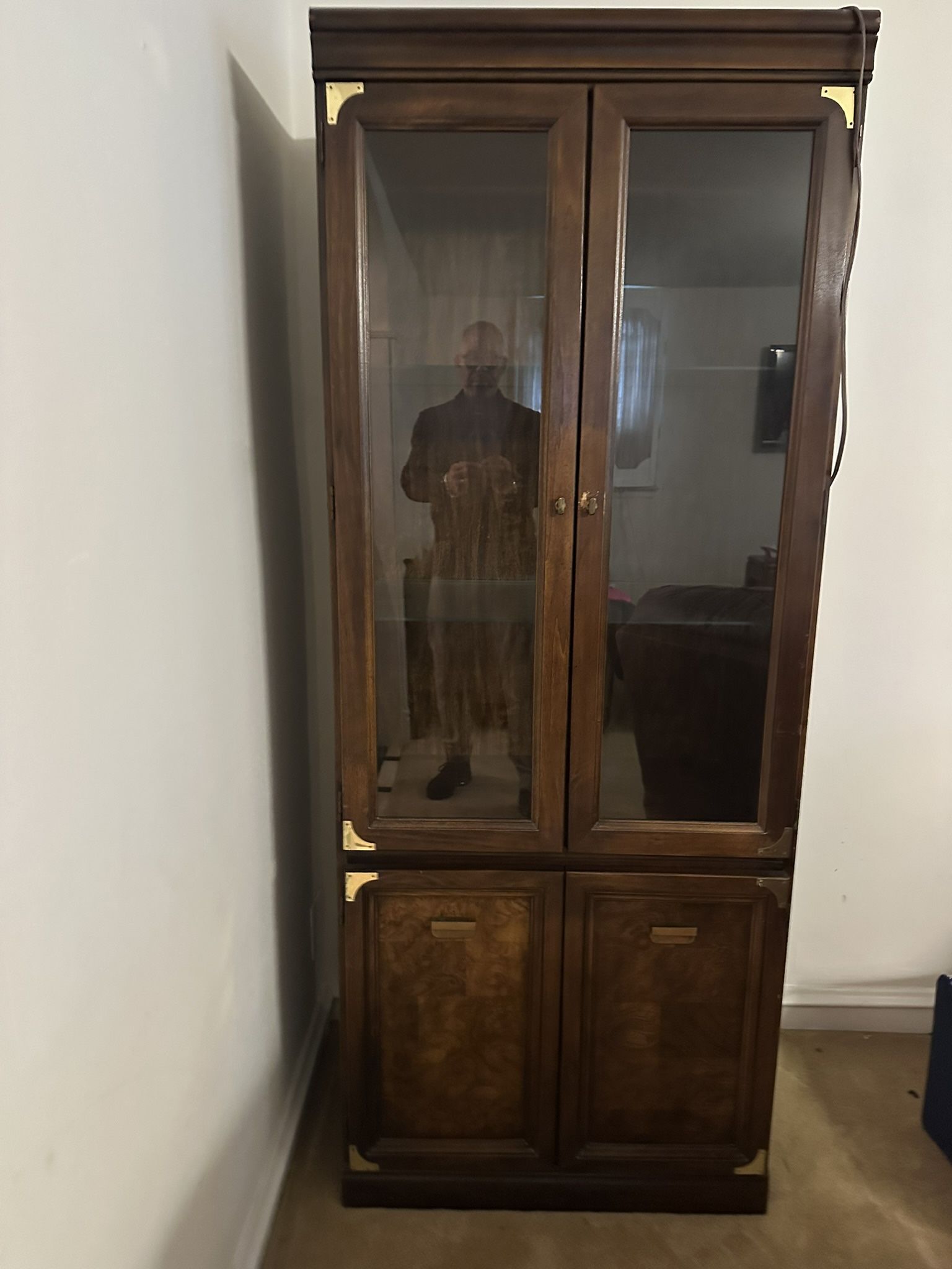 Vintage Glass Display Cabinet With Storage
