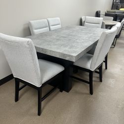 Crown Mark Furniture 2225-6P SEBASTIAN DINING GROUP Gray Financing Available $39 Down payment 