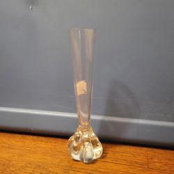 Clear Glass Bud Vase with Heavy Swirl Base, 7 inches Tall, Made in Sweden