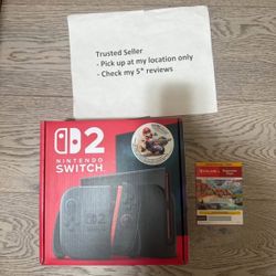 Nintendo Switch 2 Console brand New with Mario kart world bundle With 12 Month Online Expansion Membership 