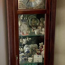 Grandfather Clock Curio Cabinet Howard Miller EUC