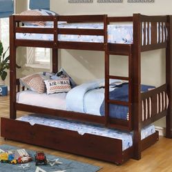 Brand New Espresso Twin Size Bunk Bed (Trundle Sold Separately)
