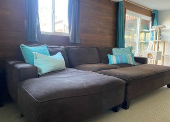 Comfortable L-Shape Couch with Storage Ottoman