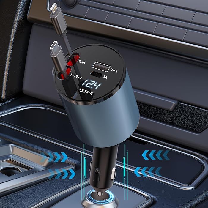 4 in 1 Car Phone Charger for iPhone and Type C